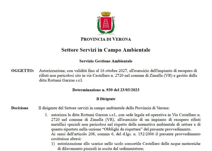 Autorizzazione Stoccaggio